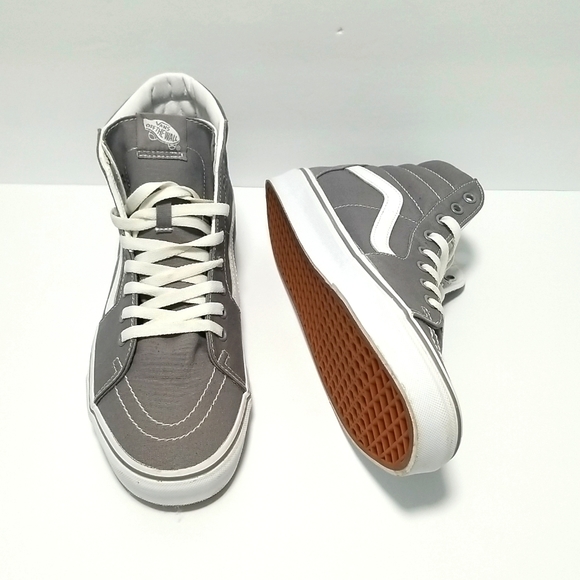 VANS Men's Skateboard Shoe, High Top Grey Canvas Size 10  Off the Wall - Picture 3 of 14